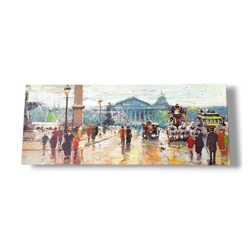 Place De La Concorde Winde Print Litho Mid Century Art Rectangle 15" X 6" Paris